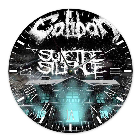 Suicide Silence Caliban Round Non-ticking Wooden Black Pointers Wall Clock