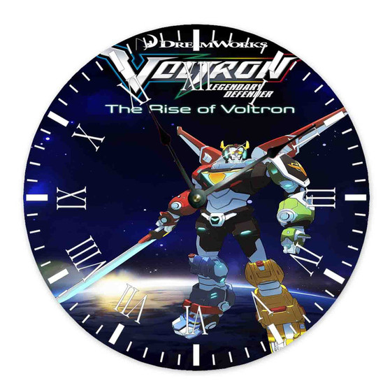 Voltron Legendary Defender The Rise of Voltron Round Non-ticking Wooden Black Pointers Wall Clock