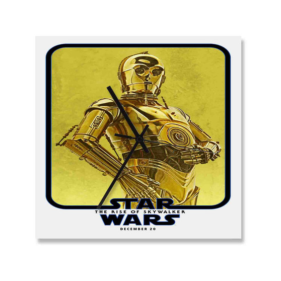 Star Wars C3 PO Square Silent Scaleless Wooden Wall Clock Black Pointers