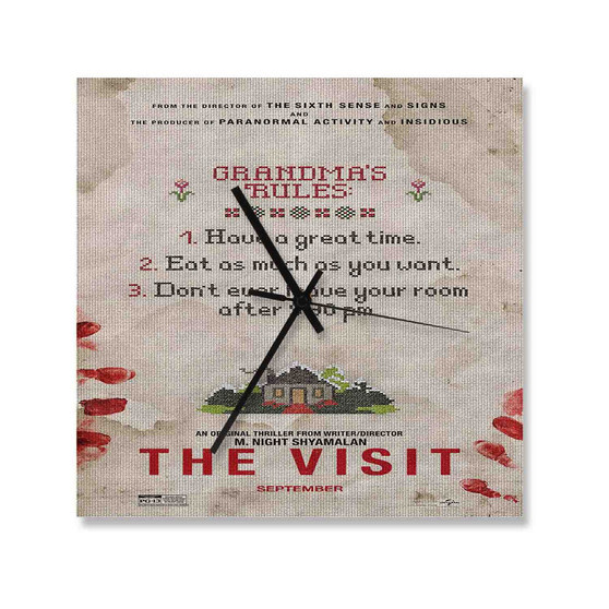 The Visit Movie Square Silent Scaleless Wooden Wall Clock Black Pointers