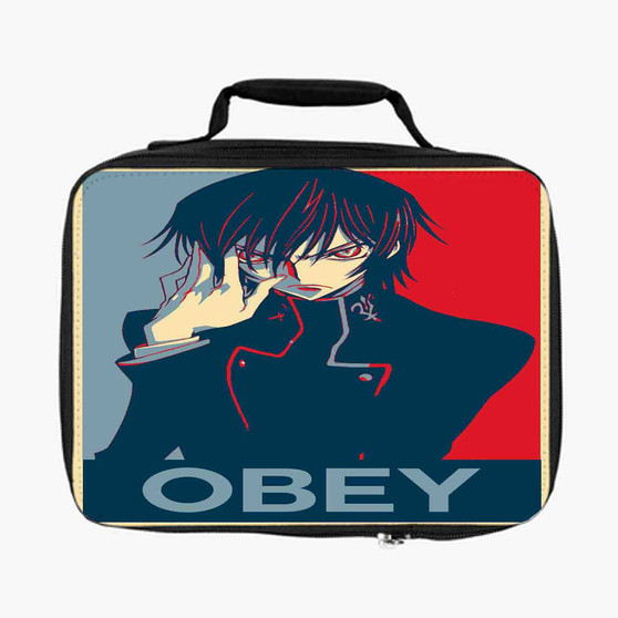 Code Geass lelouch Obey Custom Lunch Bag With Fully Lined and Insulated