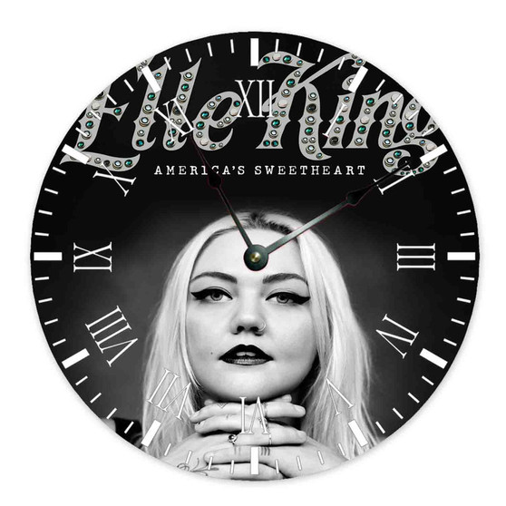 Elle King Custom Wall Clock Round Non-ticking Wooden Black Pointers