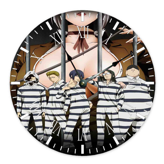 Prison School Custom Wall Clock Round Non-ticking Wooden Black Pointers