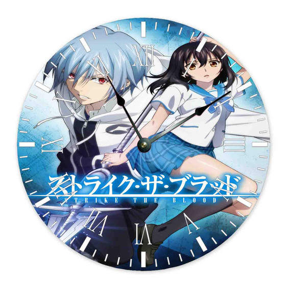 Strike the Blood Case Custom Wall Clock Round Non-ticking Wooden Black Pointers