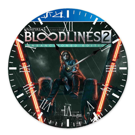 Vampire The Masquerade Bloodlines 2 Custom Wall Clock Round Non-ticking Wooden Black Pointers