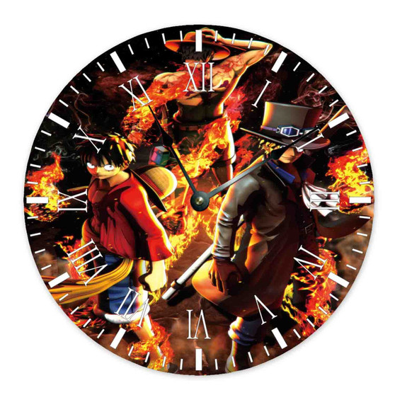 One Piece Burning Blood Custom Wall Clock Round Non-ticking Wooden Black Pointers