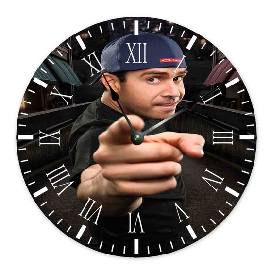 Pablo Francisco Custom Wall Clock Round Non-ticking Wooden Black Pointers