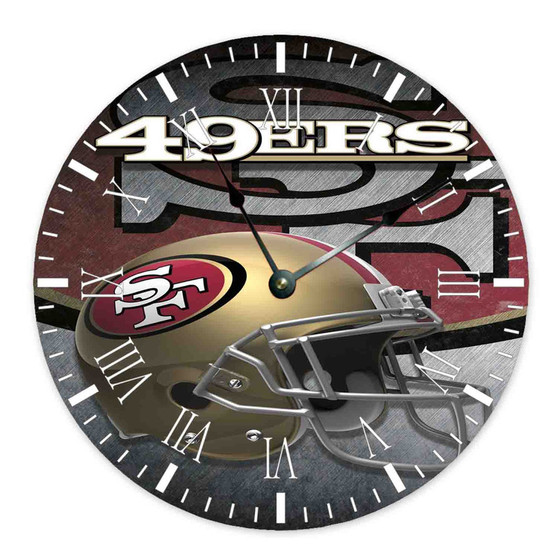 San Francisco 49ers Custom Wall Clock Round Non-ticking Wooden Black Pointers