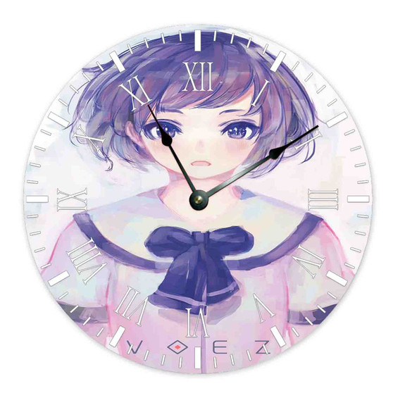 VOEZ Custom Wall Clock Round Non-ticking Wooden Black Pointers