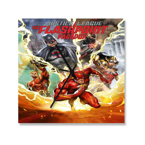 Justice League The Flashpoint Paradox Custom Wall Clock Square Silent Scaleless Wooden Black Pointers