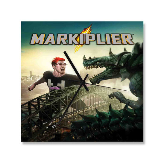 Markiplier Monster Custom Wall Clock Square Silent Scaleless Wooden Black Pointers