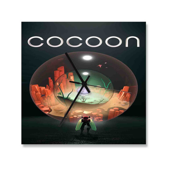 Cocoon Custom Wall Clock Square Silent Scaleless Wooden Black Pointers