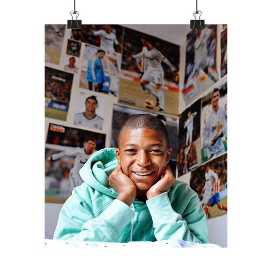 Mbappe Room With Ronaldo Art Satin Silky Poster for Home Decor