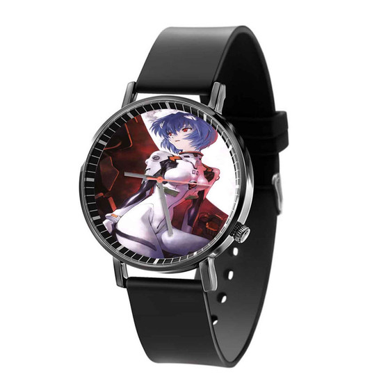 Ayanami Rei Neon Genesis Evangelion Custom Black Quartz Watch With Gift Box