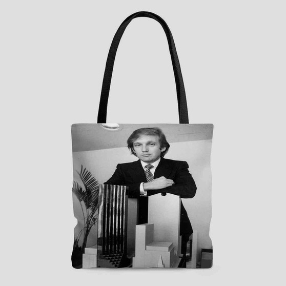 Young Donald Trump Custom Tote Bag AOP With Cotton Handle