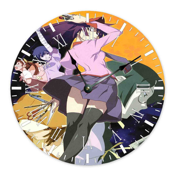 Bakemonogatari Arts Custom Wall Clock Wooden Round Non-ticking