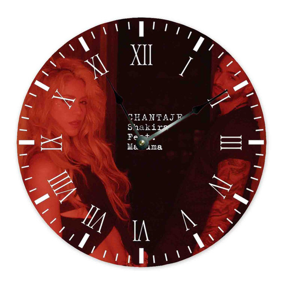 Shakira Chantaje feat Maluma Custom Wall Clock Wooden Round Non-ticking