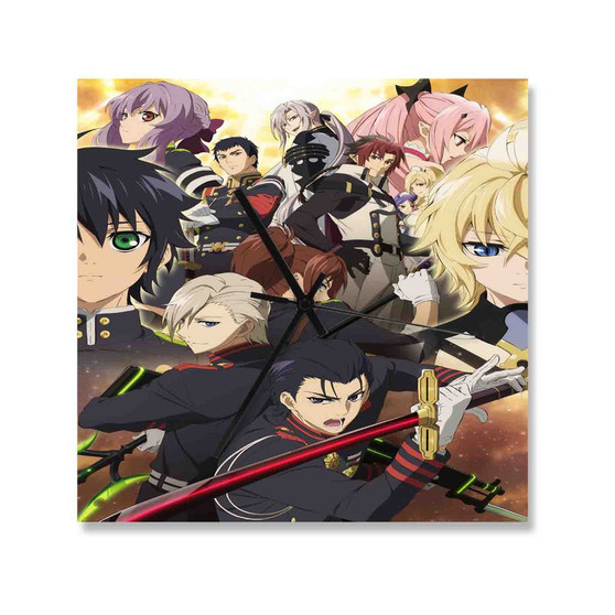 Seraph of the End Custom Wall Clock Wooden Square Silent Scaleless Black Pointers