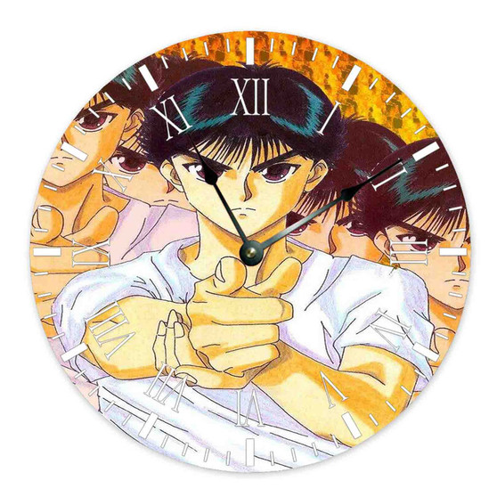 Yusuke Urameshi Wall Clock Round Non-ticking Wooden