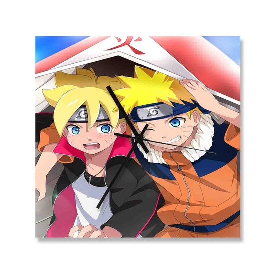 Boruto and Naruto Wall Clock Square Wooden Silent Scaleless Black Pointers
