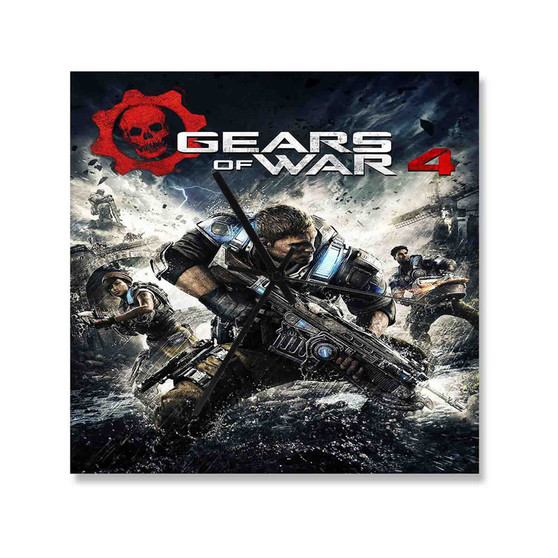 Gears of War 4 Wall Clock Square Wooden Silent Scaleless Black Pointers