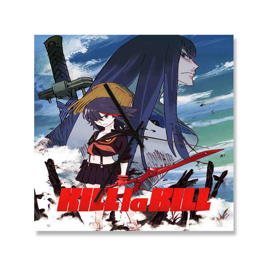 Kill La Kill Wall Clock Square Wooden Silent Scaleless Black Pointers