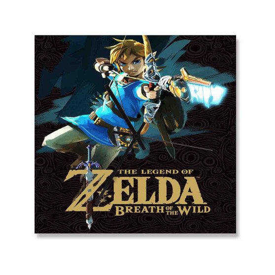 The Legend of Zelda Breath of the Wild Link Wall Clock Square Wooden Silent Scaleless Black Pointers