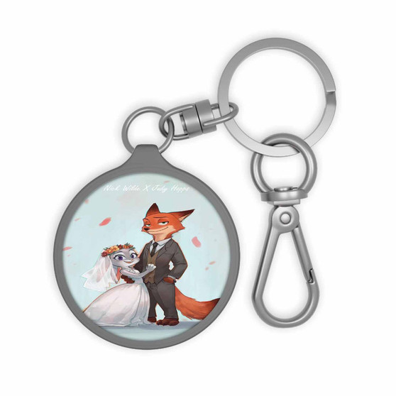 Nick and Judy Maried Zootopia Keyring Tag Keychain Acrylic With TPU Cover