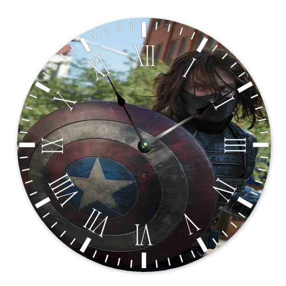 Bucky With Shield Wall Clock Round Non-ticking Wooden