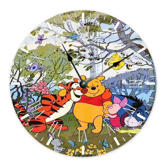 Pooh and Friends Disney Wall Clock Round Non-ticking Wooden