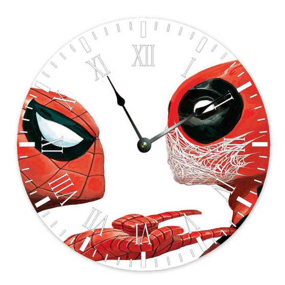Spiderman Deadpool Wall Clock Round Non-ticking Wooden
