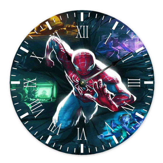 Spiderman Running Wall Clock Round Non-ticking Wooden
