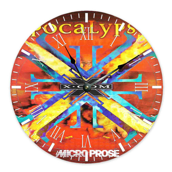 X COM Apocalypse Wall Clock Round Non-ticking Wooden