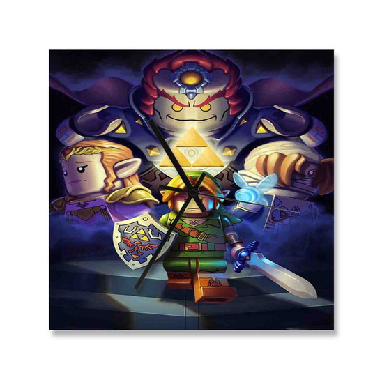 Lego The Legend of Zelda Wall Clock Square Wooden Silent Scaleless Black Pointers