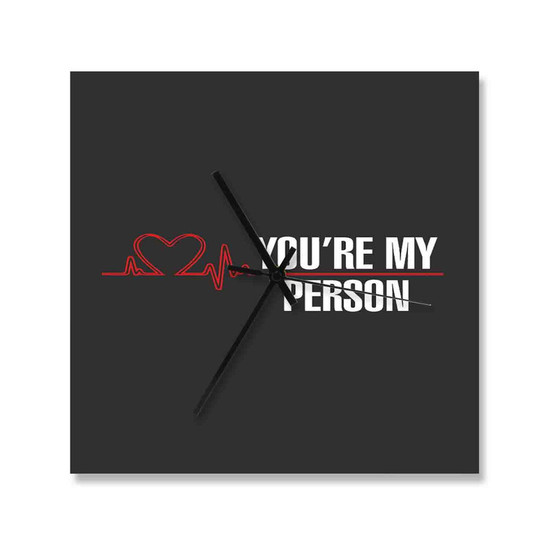 You re My Person Greys Anatomy Wall Clock Square Wooden Silent Scaleless Black Pointers