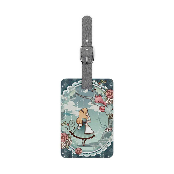Alice in Wonderland Disney Art Custom Polyester Saffiano Rectangle White Luggage Tag Card Insert