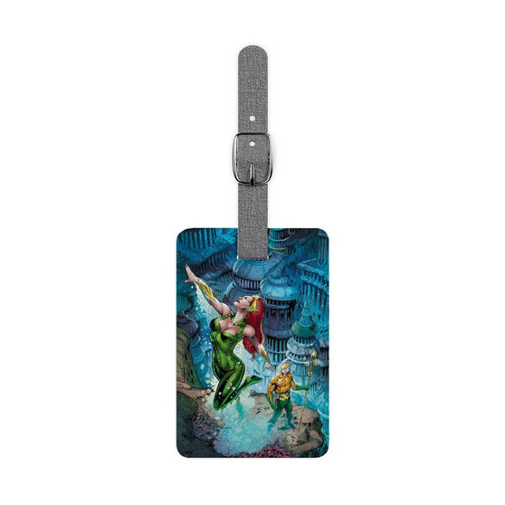 Aquaman and Mera DC Comics Custom Polyester Saffiano Rectangle White Luggage Tag Card Insert