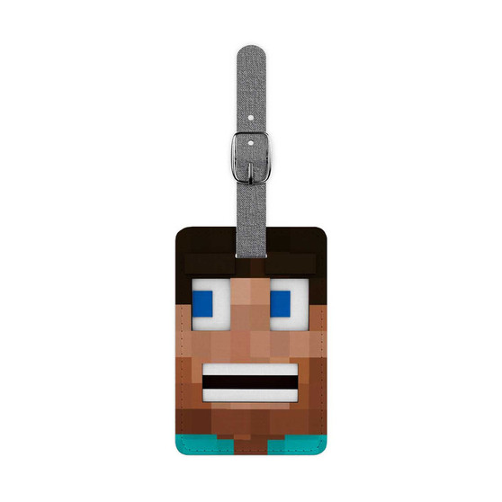 Steve Minecraft Custom Polyester Saffiano Rectangle White Luggage Tag Card Insert