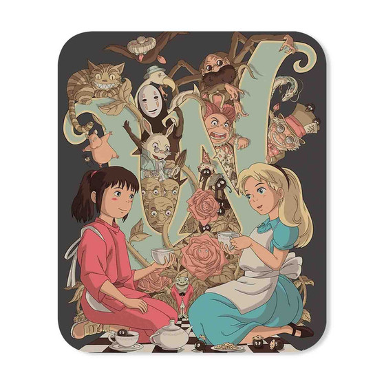 Alice in Wonderland and Spirited Away Custom Mouse Pad Gaming Rubber Backing