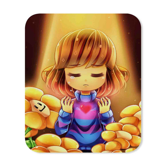 Frisk and Flowley Undertale Custom Mouse Pad Gaming Rubber Backing
