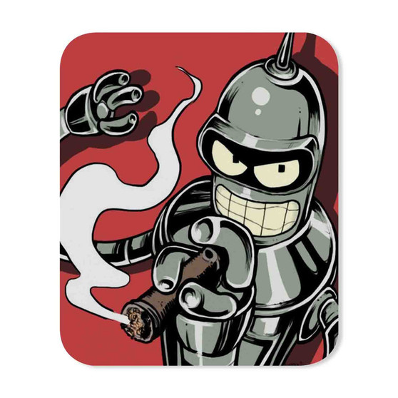 Futurama Bender Smoke Custom Mouse Pad Gaming Rubber Backing