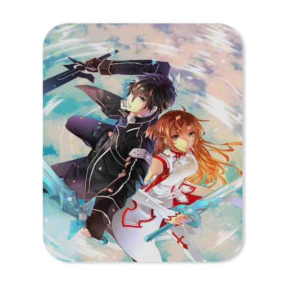 Kirito and Asuna Sword Art Online Custom Mouse Pad Gaming Rubber Backing