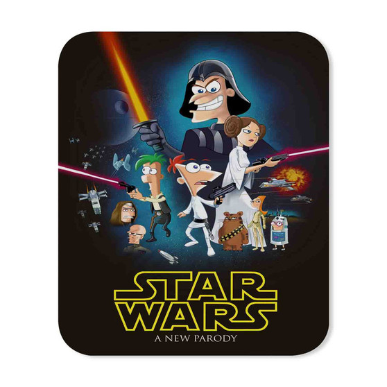 Phineas and Ferb Star Wars Custom Mouse Pad Gaming Rubber Backing