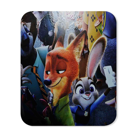 Zootopia With Phone Custom Mouse Pad Gaming Rubber Backing