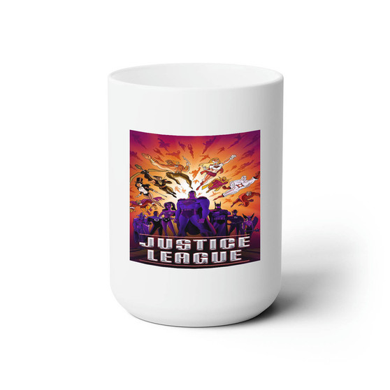 Justice League Superheroes Custom White Ceramic Mug 15oz Sublimation BPA Free