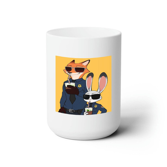 Zootopia Nick and Judy Police Custom White Ceramic Mug 15oz Sublimation BPA Free