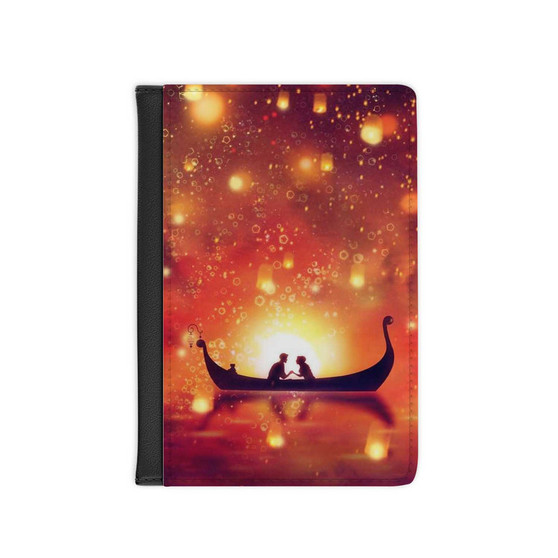 Disney Tangled Night Romantic Custom PU Faux Leather Passport Cover Wallet Black Holders Luggage Travel