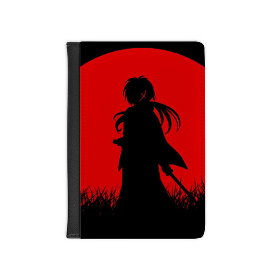Red Moon Samurai X Rurouni Kenshin Custom PU Faux Leather Passport Cover Wallet Black Holders Luggage Travel