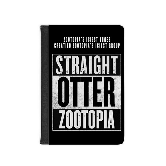 Straight Otter Zootopia Custom PU Faux Leather Passport Cover Wallet Black Holders Luggage Travel