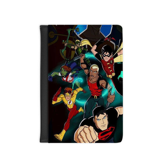 The Team Young Justice Custom PU Faux Leather Passport Cover Wallet Black Holders Luggage Travel